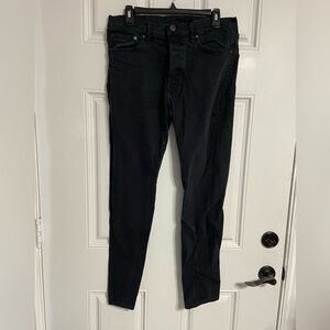 P1- & DENIM Slim Leg NO FADE BLACK Button Fly Jeans